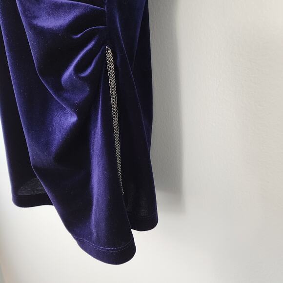Elie Tahari Top Womens M Navy Velour Blouse Jaye Knit Evening Holiday Designer - Picture 4 of 16